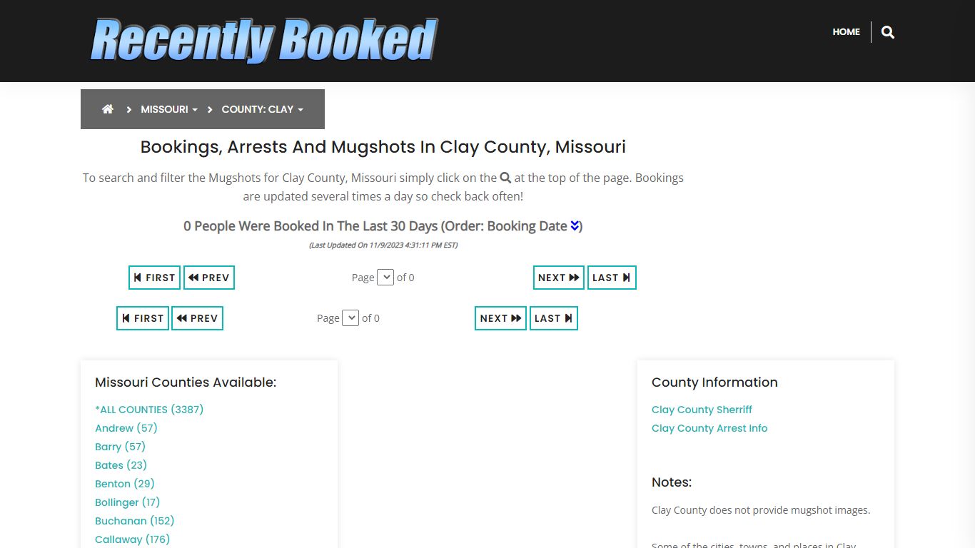 Recent bookings, Arrests, Mugshots in Clay County, Missouri